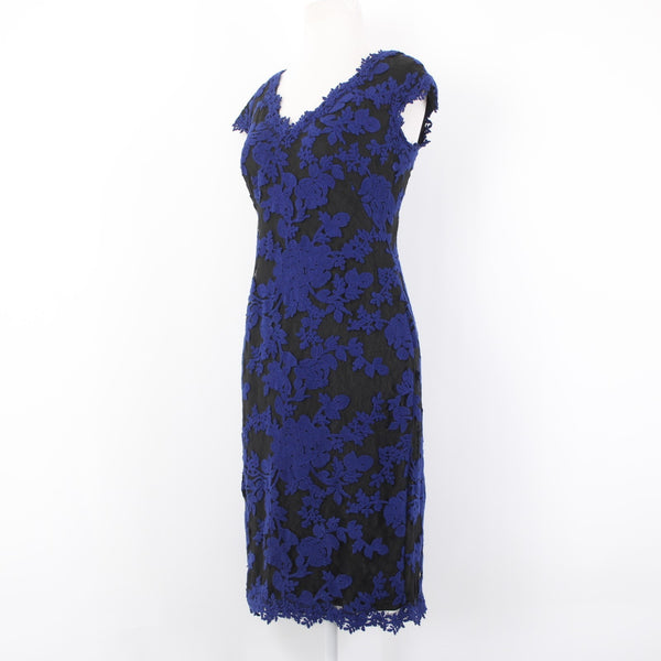 Tadashi Dress Sz 10 Embroidered Lace Sheath Royal Blue Party Cocktail Dress