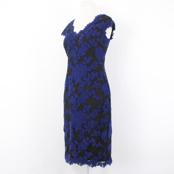 Tadashi Dress Sz 10 Embroidered Lace Sheath Royal Blue Party Cocktail Dress