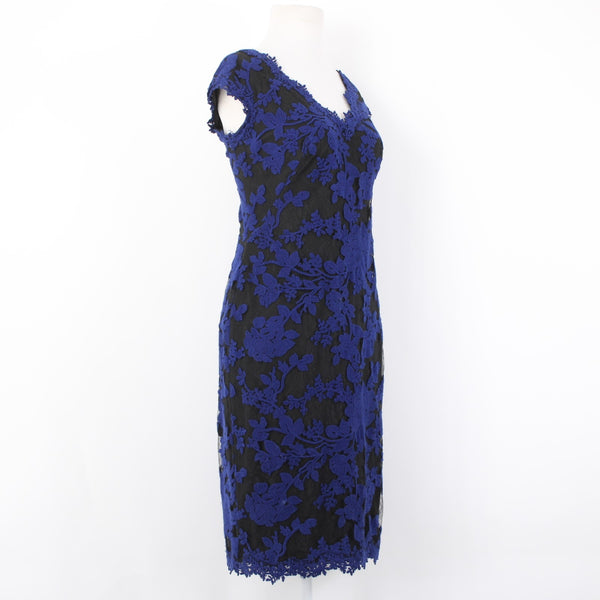 Tadashi Dress Sz 10 Embroidered Lace Sheath Royal Blue Party Cocktail Dress