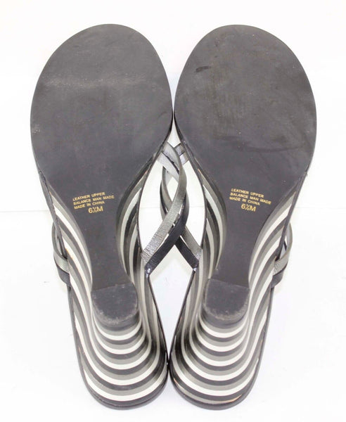 Azaleia Sz 6.5 Black Charcoal Silver Stacked Wedge Sandal