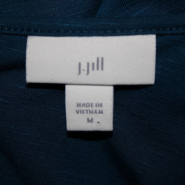 J Jill Sz M Blue Sleeveless Pockets V Neck Open Back Rayon Spandex Dress
