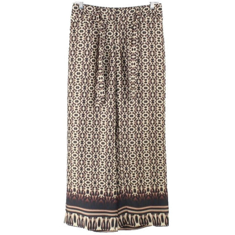 Cache Sz 0 x 30 Brown Tan 100% Polyester Animal Print Belted Wide Leg Pant