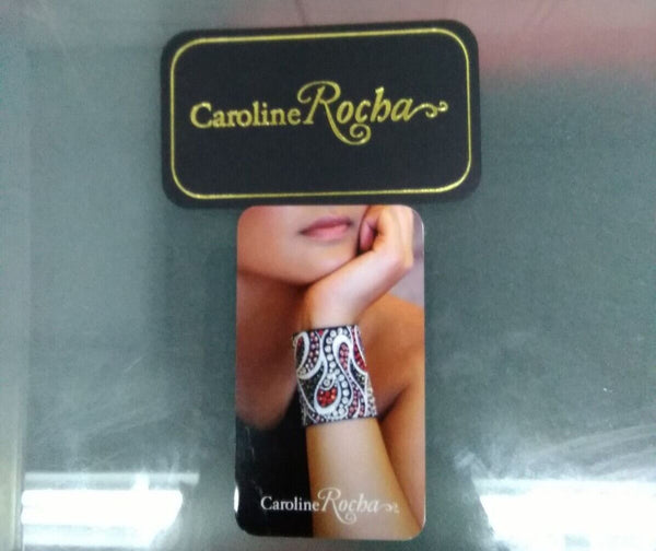 Caroline Rocha Black Gold Multi Swarovski Crystals Leather 16" Wrap Bracelet