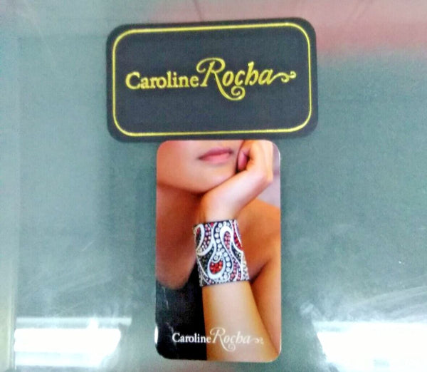 Caroline Rocha Black Gold Multi Swarovski Crystals Leather 16" Wrap Bracelet