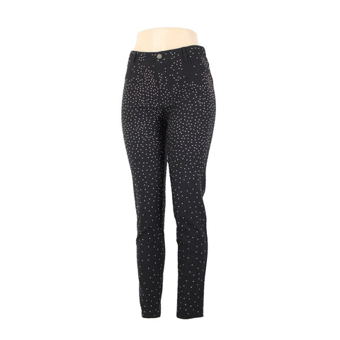 Wow Couture Sz M x 29 Black Gold Studded Cotton Viscose Spandex AS IS Pant