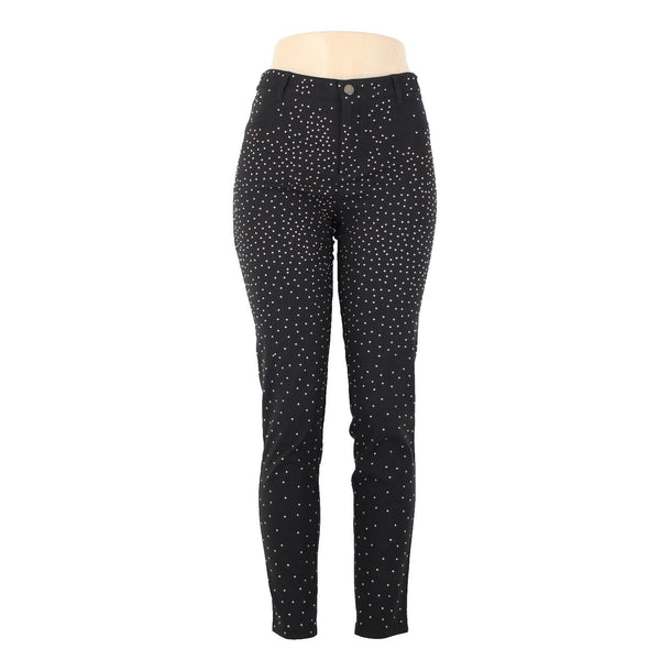 Wow Couture Sz M x 29 Black Gold Studded Cotton Viscose Spandex AS IS Pant