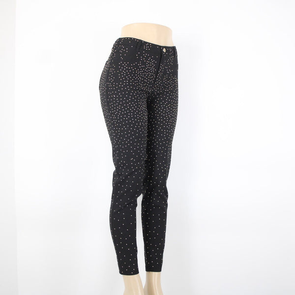 Wow Couture Sz M x 29 Black Gold Studded Cotton Viscose Spandex AS IS Pant