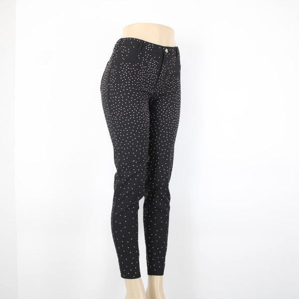 Wow Couture Sz M x 29 Black Gold Studded Cotton Viscose Spandex AS IS Pant