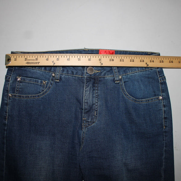 Cristina V Sz 4 x 25 Blue Denim Fringe Bell Bottoms Cotton Polyester Jeans