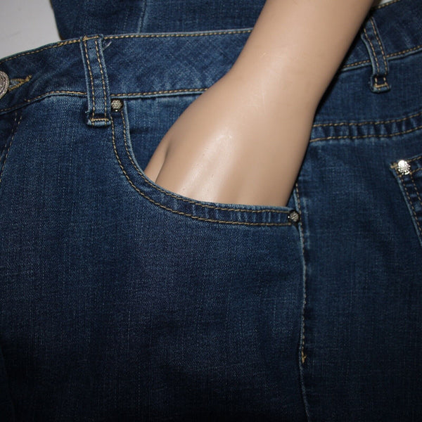 Cristina V Sz 4 x 25 Blue Denim Fringe Bell Bottoms Cotton Polyester Jeans
