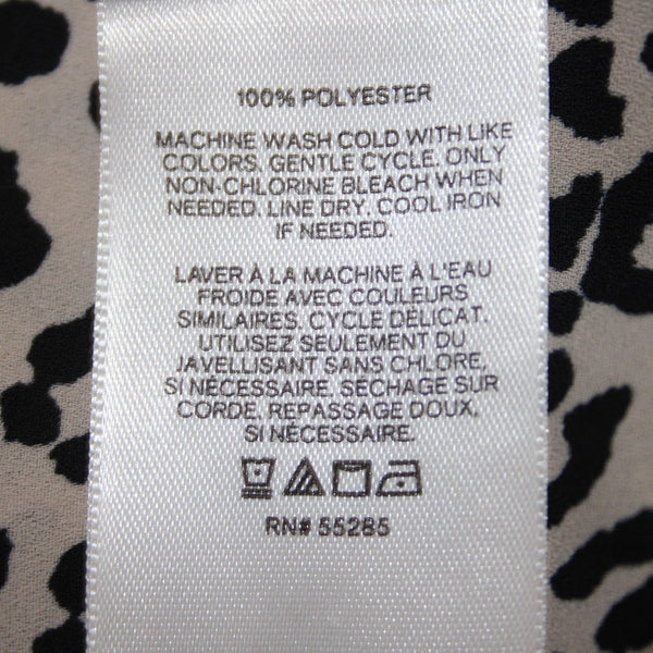 Express Top Sz SP Black Tan Animal Print V Neck 100% Polyester Top