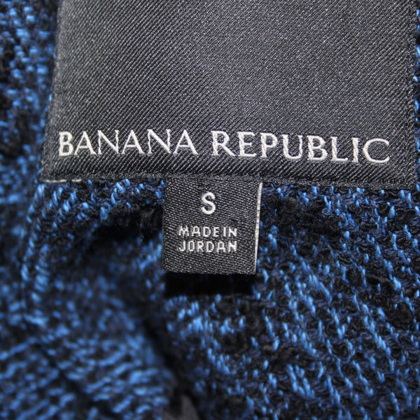 Banana Republic Jacket Sz S Navy Blue Black Tweed Collared Pockets Cotton Jacket