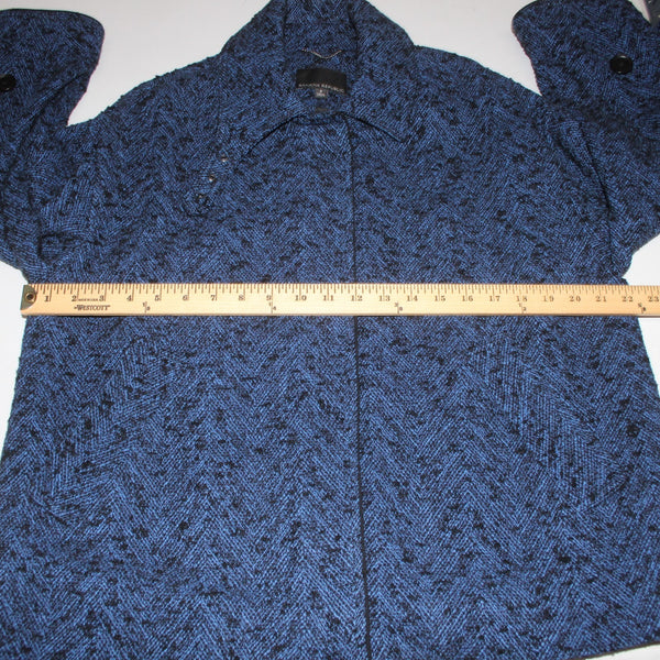 Banana Republic Jacket Sz S Navy Blue Black Tweed Collared Pockets Cotton Jacket