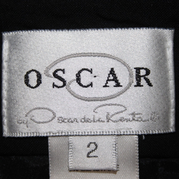 Oscar De La Renta Pant Sz 2 x 33 Black Straight Leg Wool Elastane Pant