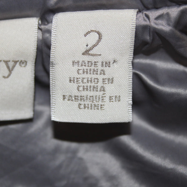 Chicos Vest Zenergy Sz 2 Gray Shimmer Front Black Back Pockets Full Zip