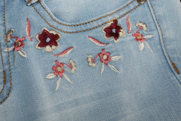 Jazz Sz 1 x 30 Blue Distressed Denim Embroidered Cotton Blend Skinny Jeans