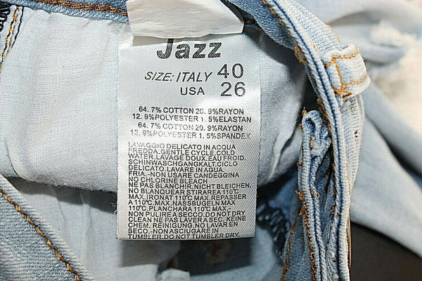 Jazz Sz 1 x 30 Blue Distressed Denim Embroidered Cotton Blend Skinny Jeans