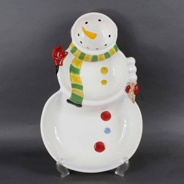 Table Tops Unlimited NEW $40 18 x 12 Snowballs Ceramic 3D Chip & Dip Set 612Q