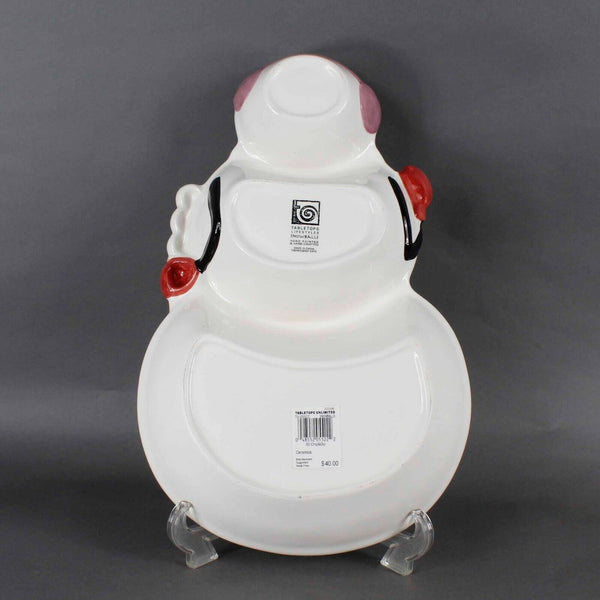 Table Tops Unlimited NEW $40 18 x 12 Snowballs Ceramic 3D Chip & Dip Set 612Q