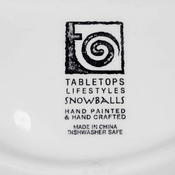 Table Tops Unlimited NEW $40 18 x 12 Snowballs Ceramic 3D Chip & Dip Set 612Q
