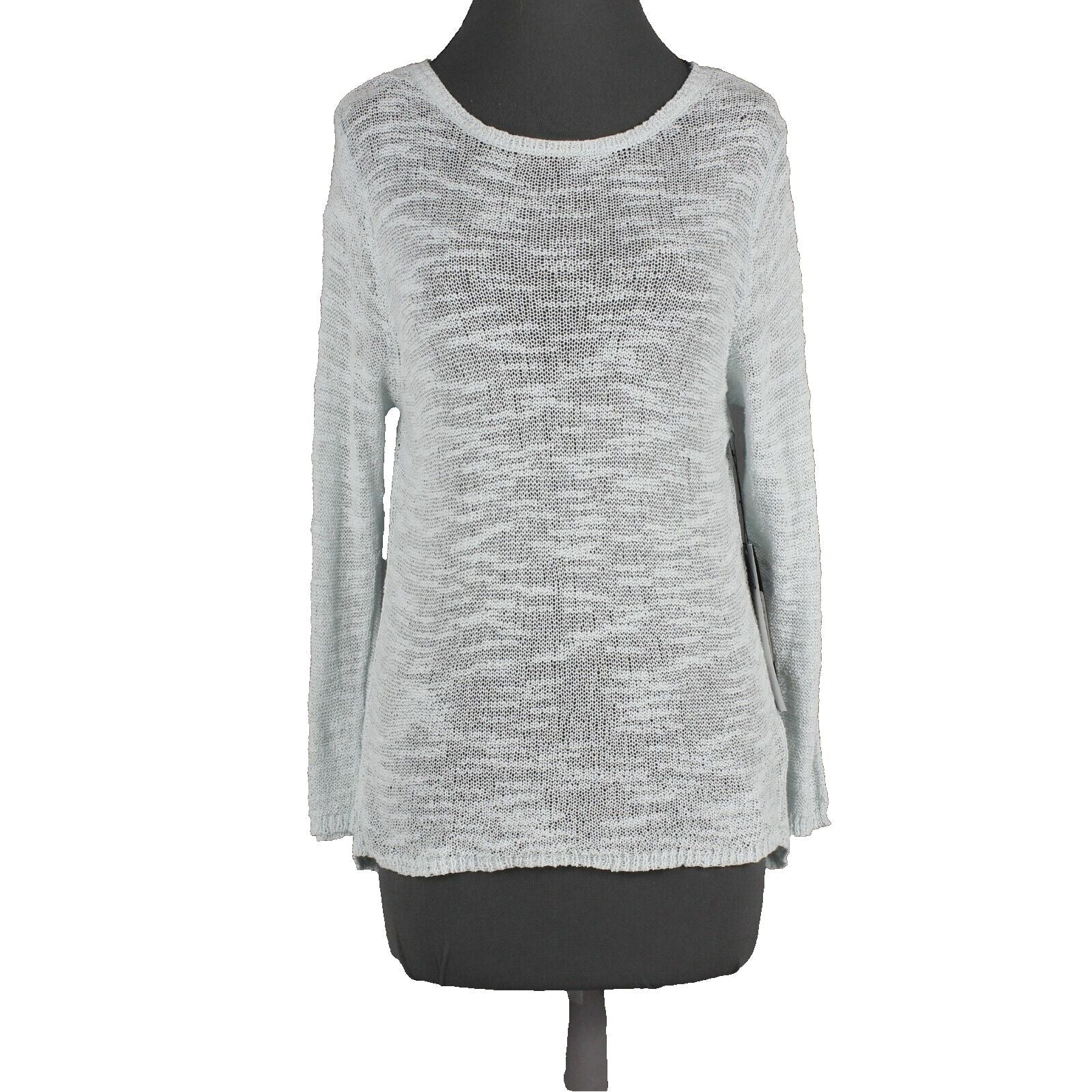 Curio NEW $109 Sz L Mint Green Open Knit Peplum Cotton Nylon Top