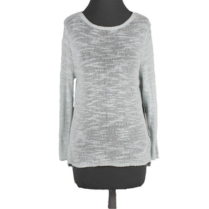 Curio NEW $109 Sz L Mint Green Open Knit Peplum Cotton Nylon Top