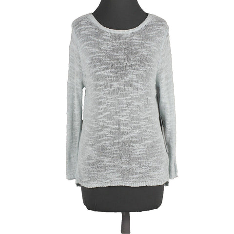 Curio NEW $109 Sz L Mint Green Open Knit Peplum Cotton Nylon Top