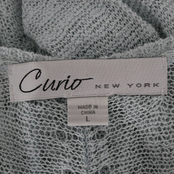 Curio NEW $109 Sz L Mint Green Open Knit Peplum Cotton Nylon Top