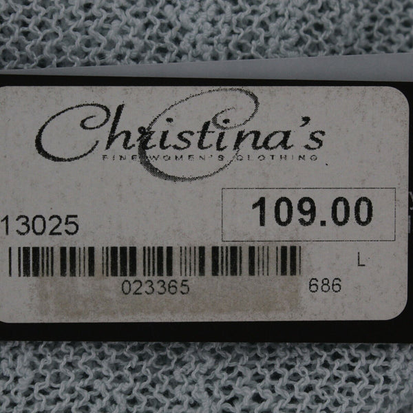 Curio NEW $109 Sz L Mint Green Open Knit Peplum Cotton Nylon Top