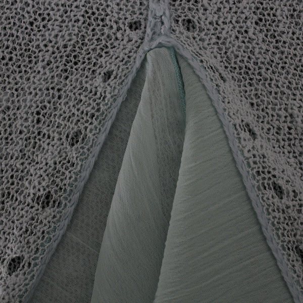 Curio NEW $109 Sz L Mint Green Open Knit Peplum Cotton Nylon Top
