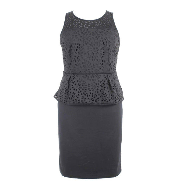 Lane Bryant NEW $90 Sz 14 Black Cut Out Sheer Lined Poly Cotton Bodycon Dress