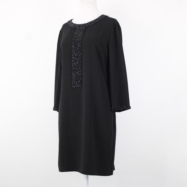 Ted Baker Sew In Love Sz 4 Black Beaded Lined 100% Polyester Dress