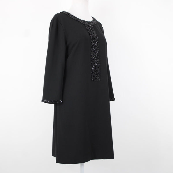 Ted Baker Sew In Love Sz 4 Black Beaded Lined 100% Polyester Dress