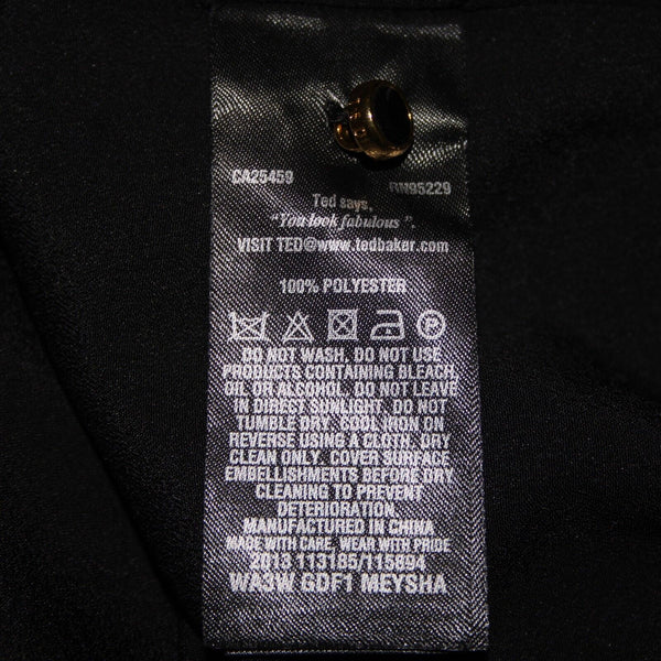 Ted Baker Sew In Love Sz 4 Black Beaded Lined 100% Polyester Dress