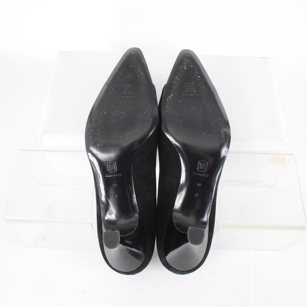Bruno Magli Heels Sz 10 B Black Slip On Suede Patent Leather 3" Heels