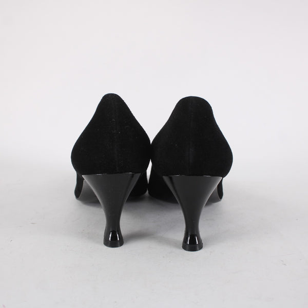 Bruno Magli Heels Sz 10 B Black Slip On Suede Patent Leather 3" Heels
