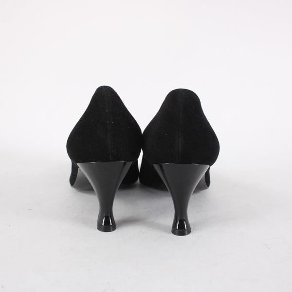 Bruno Magli Heels Sz 10 B Black Slip On Suede Patent Leather 3" Heels