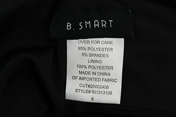 B Smart Sz 6 Black on Black Beaded Self Belt Poly Spandex Dress
