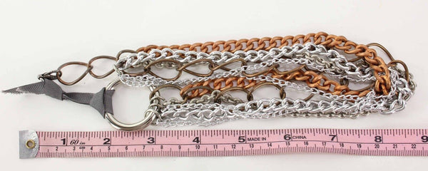 17" Silver Copper 6 Strand Multi Chain Boho Necklace