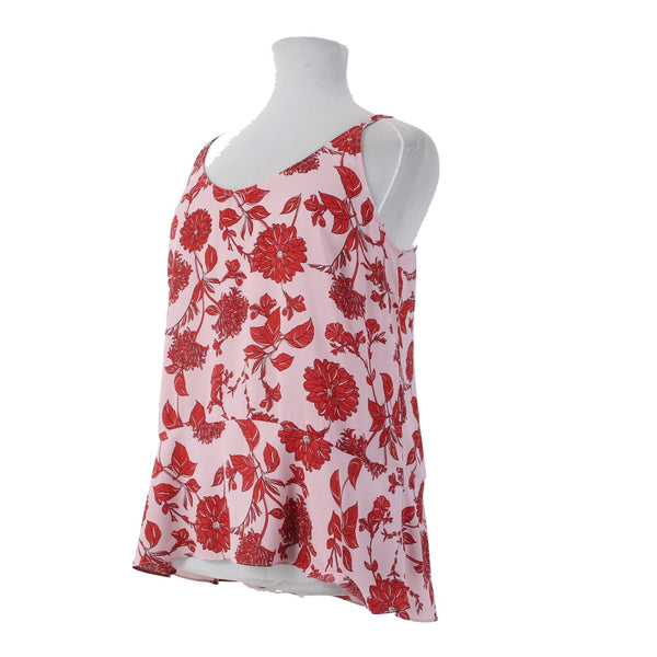 Cabi Top Sz XL Pink Red Floral Spaghetti Strap 100% Polyester Top
