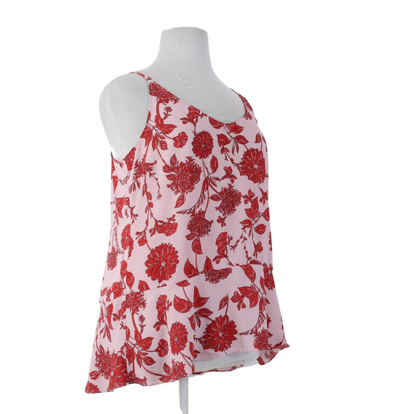 Cabi Top Sz XL Pink Red Floral Spaghetti Strap 100% Polyester Top