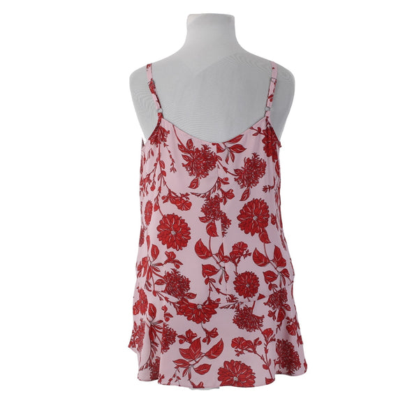 Cabi Top Sz XL Pink Red Floral Spaghetti Strap 100% Polyester Top