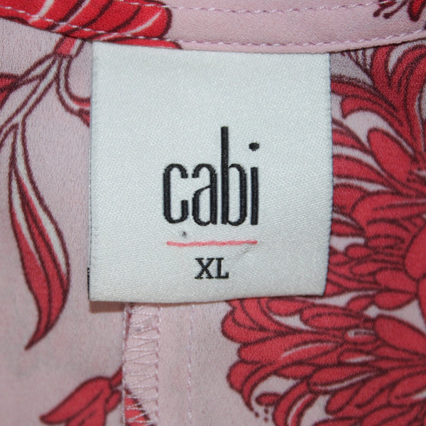 Cabi Top Sz XL Pink Red Floral Spaghetti Strap 100% Polyester Top