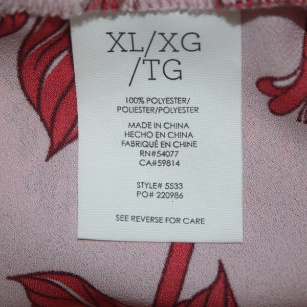 Cabi Top Sz XL Pink Red Floral Spaghetti Strap 100% Polyester Top