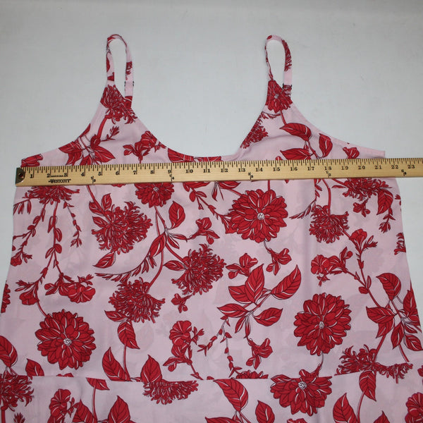 Cabi Top Sz XL Pink Red Floral Spaghetti Strap 100% Polyester Top