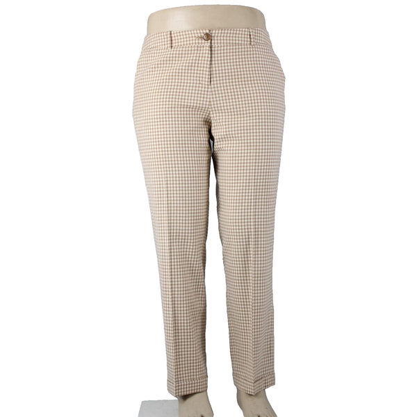 Pendleton Sz 14 x 30 Brown Cream Check Pockets 100% Virgin Wool Pant