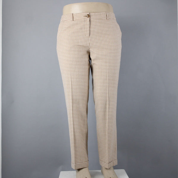 Pendleton Sz 14 x 30 Brown Cream Check Pockets 100% Virgin Wool Pant