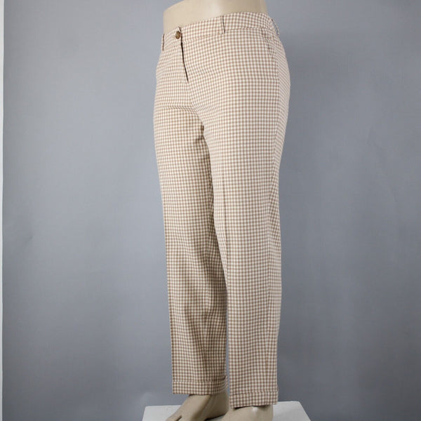 Pendleton Sz 14 x 30 Brown Cream Check Pockets 100% Virgin Wool Pant