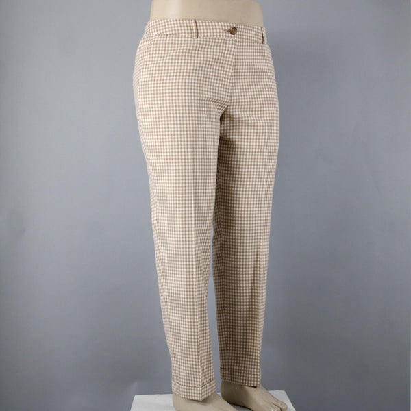 Pendleton Sz 14 x 30 Brown Cream Check Pockets 100% Virgin Wool Pant
