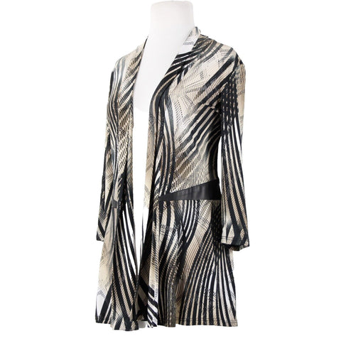 Frank Lyman Sz 10 Black Tan White Polyester Elastane Wrap